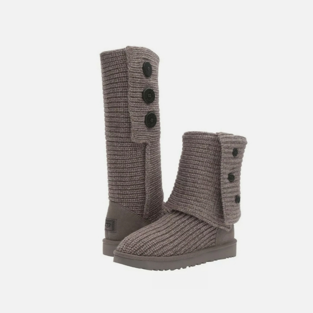 UGG TALL GRAY BOOTS NEW 10 CARDY SWEATER BOOTIES
